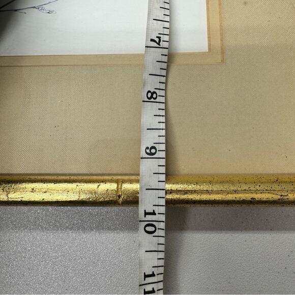 Bird On Branch Print Gold Framed Art 11.5 X 10 MCM Vintage Home Decor Signed - Picture 4 of 9